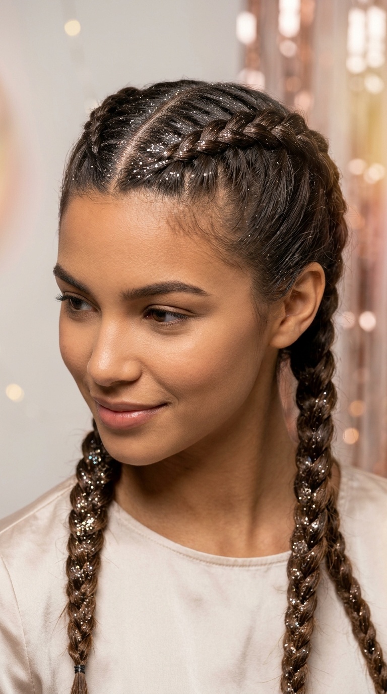 Glitter Part Dutch Braids