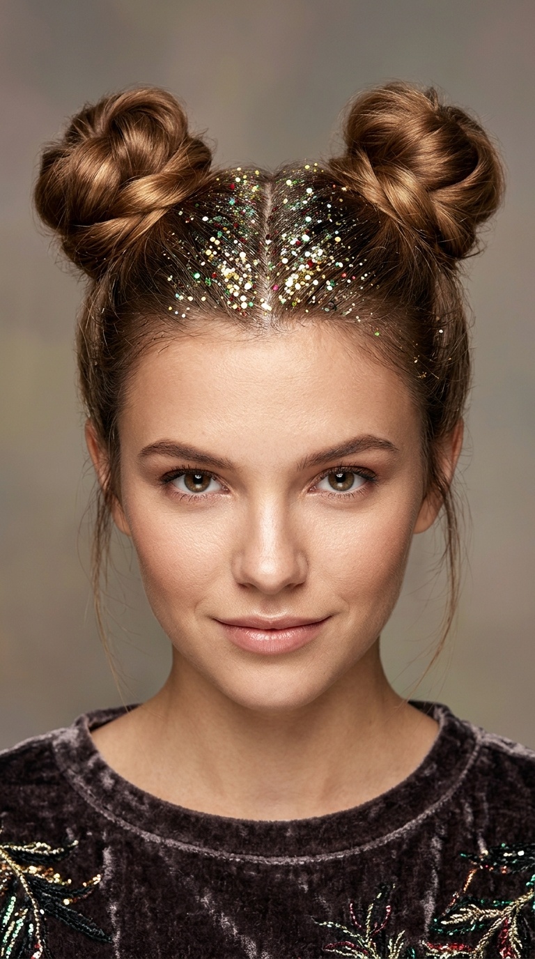 Glitter Root Space Buns