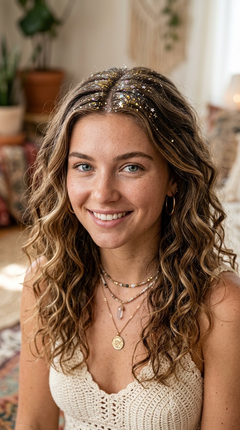 Glitter Roots with Loose Curls