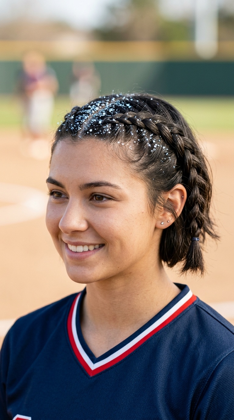Glitter Roots with Side Braid