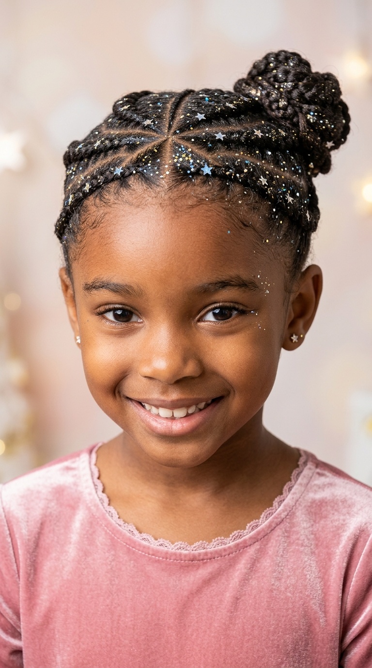 Glittering Star-Patterned Cornrows
