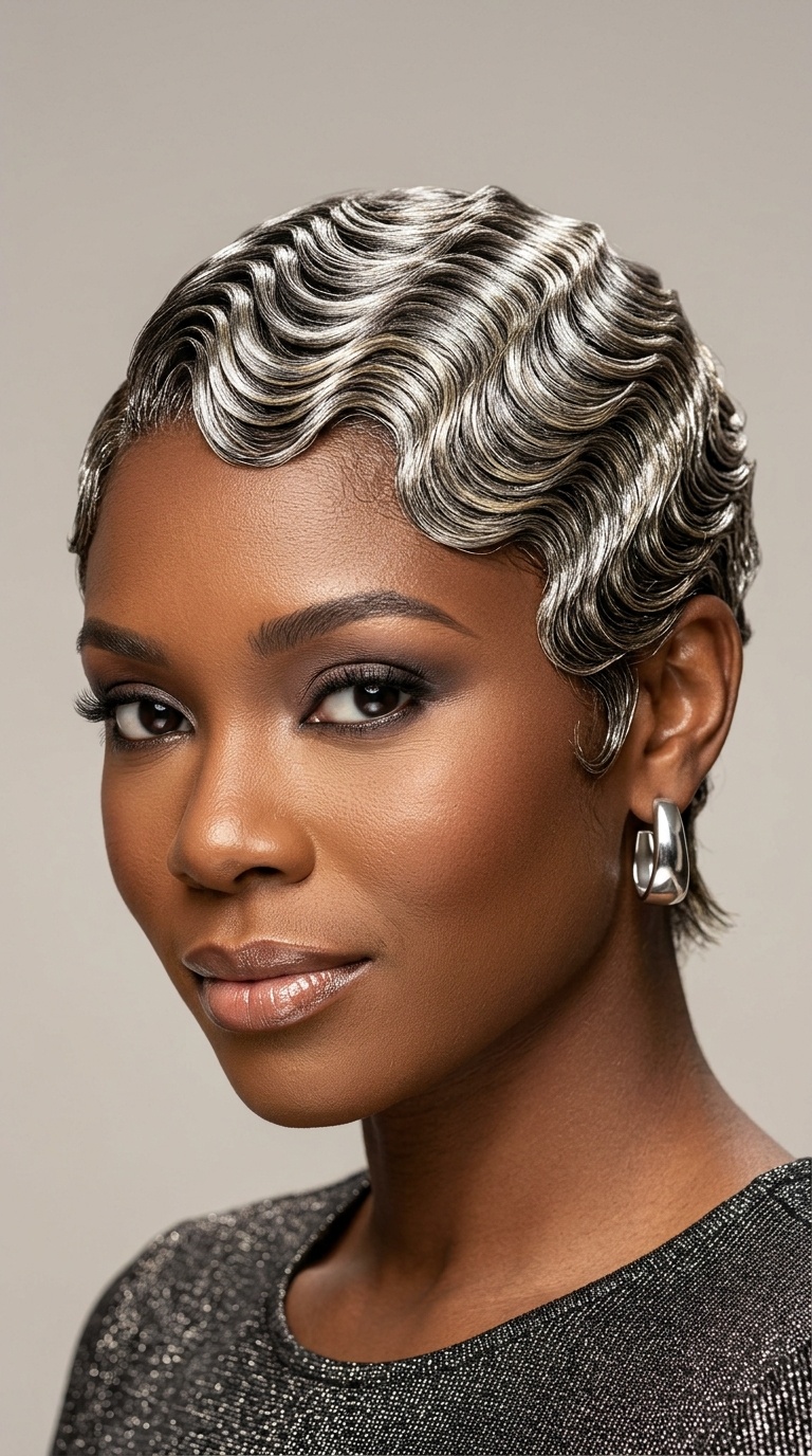 Glitzy Metallic Waves