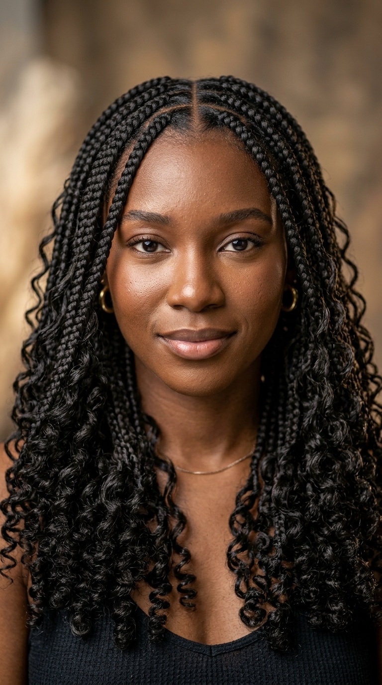 Goddess Box Braids with Curly Ends