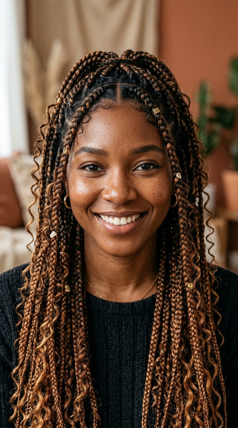 Goddess Box Braids with Maple Highlights