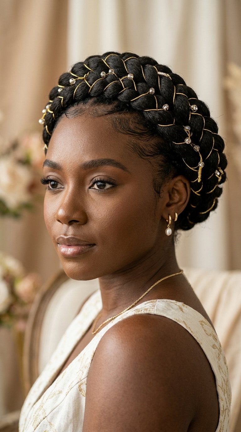 Goddess Braid Halo with Gold Thread