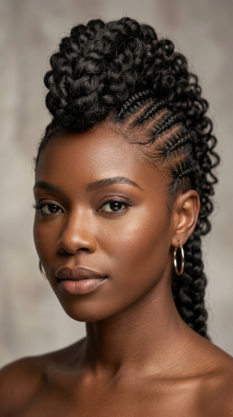 Goddess Braid Mohawk with Curls