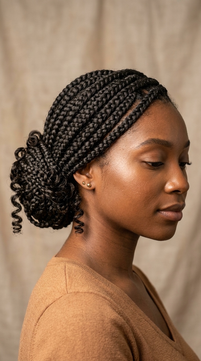 Goddess Braids in a Low Chignon