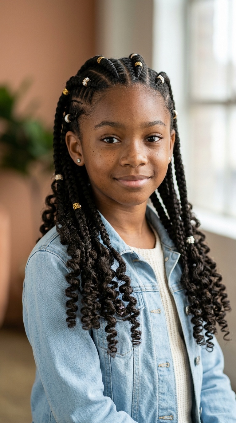 Goddess Braids with Curly Ends