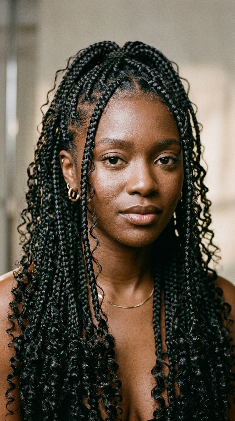 Goddess Braids with Curly Ends