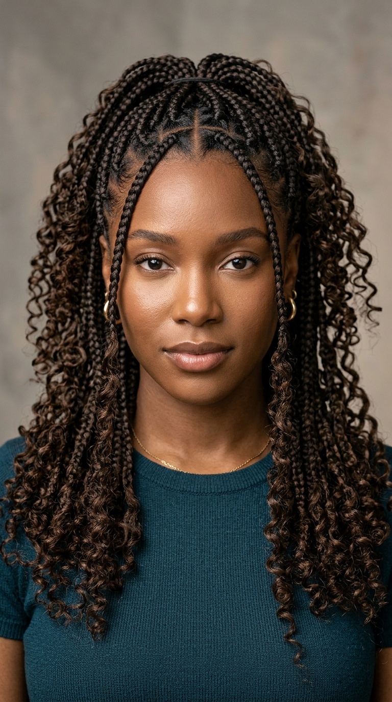 Goddess Braids with Curly Tendrils