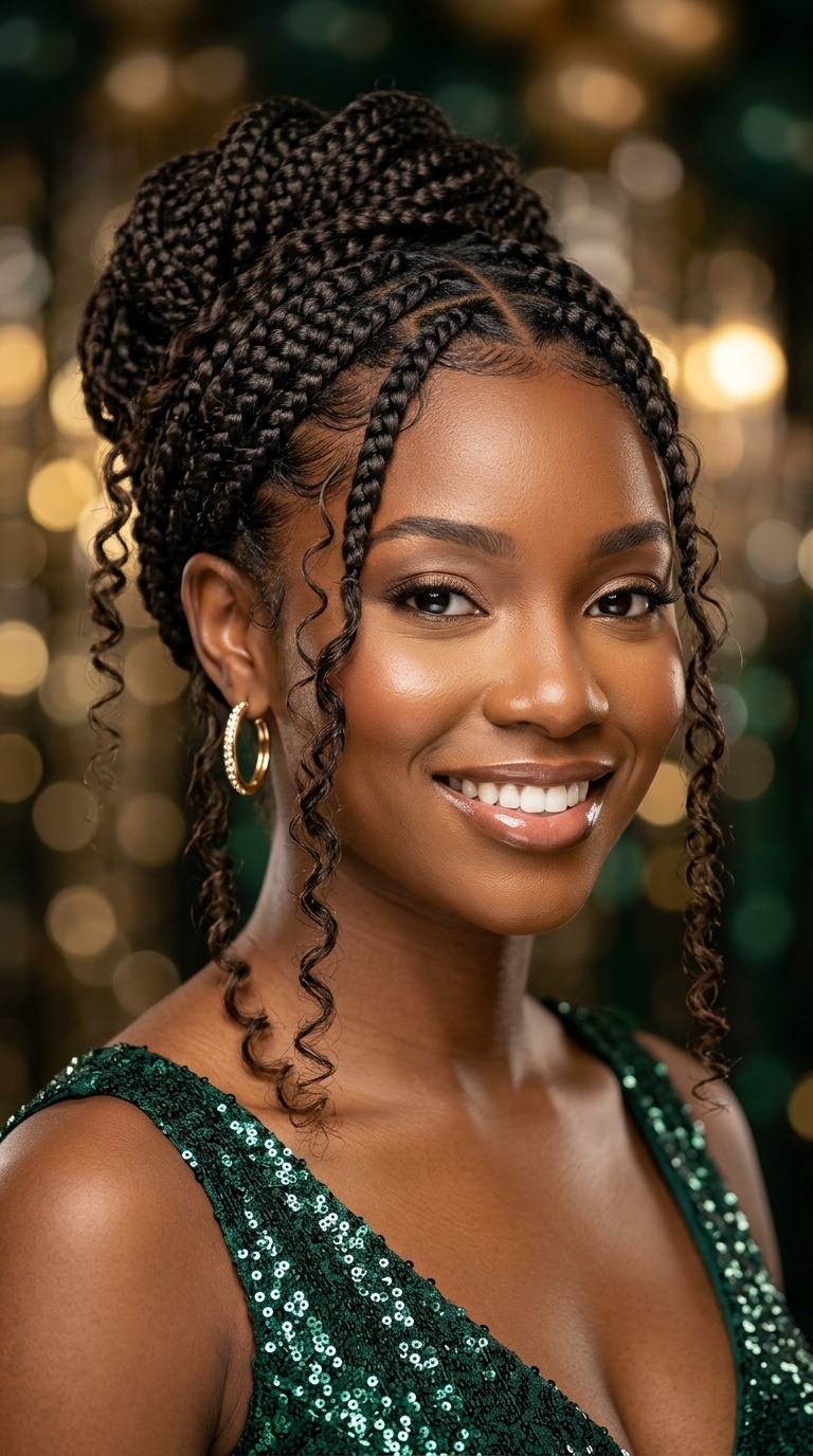Goddess Braids with Curly Tendrils