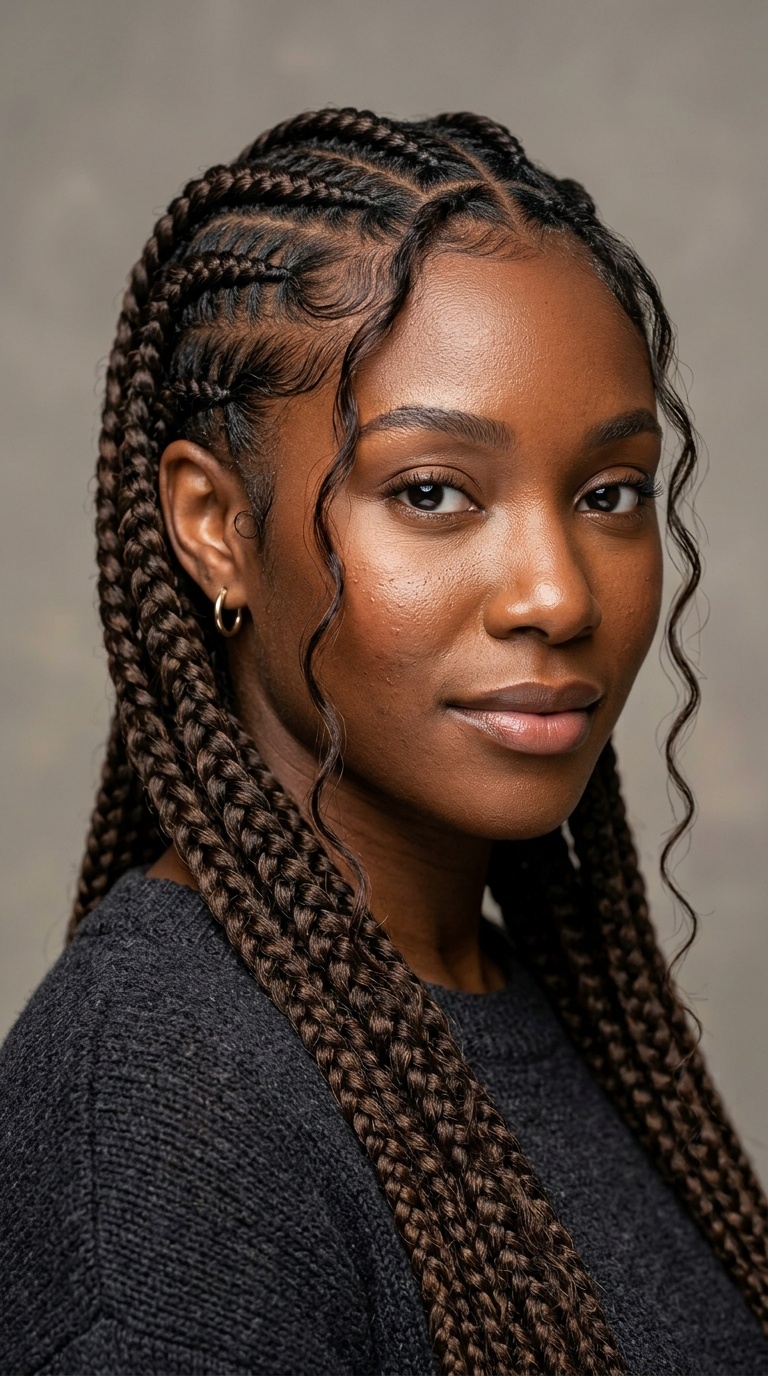 Goddess Braids with Face-Framing Tendrils
