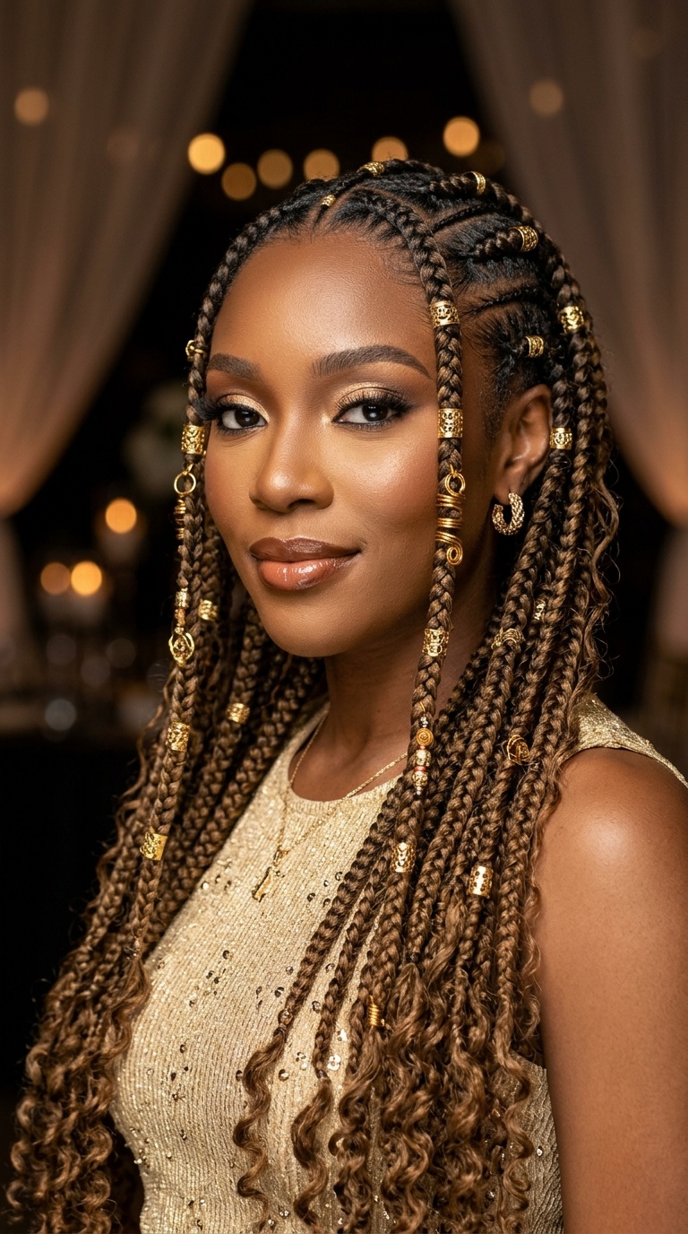 Goddess Braids with Gold Cuffs