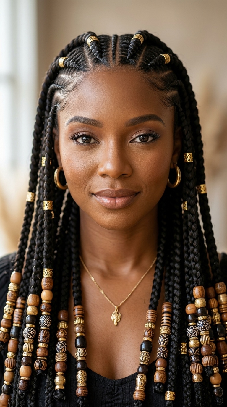 Goddess Braids with Intricate Beadwork