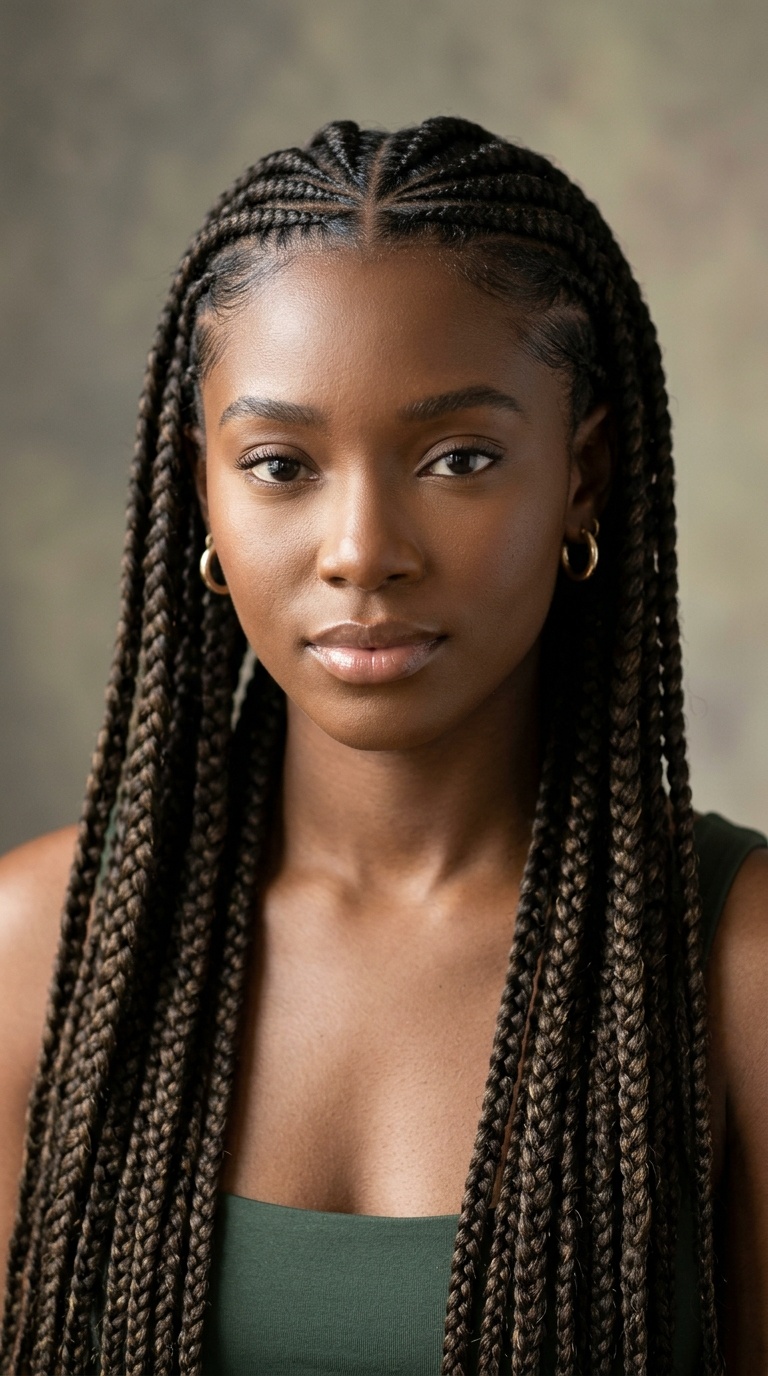 Goddess Braids with Sleek Base