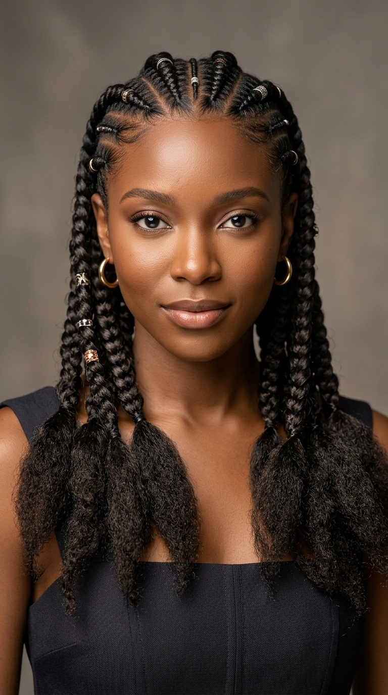 Goddess Braids with Stretched Ends