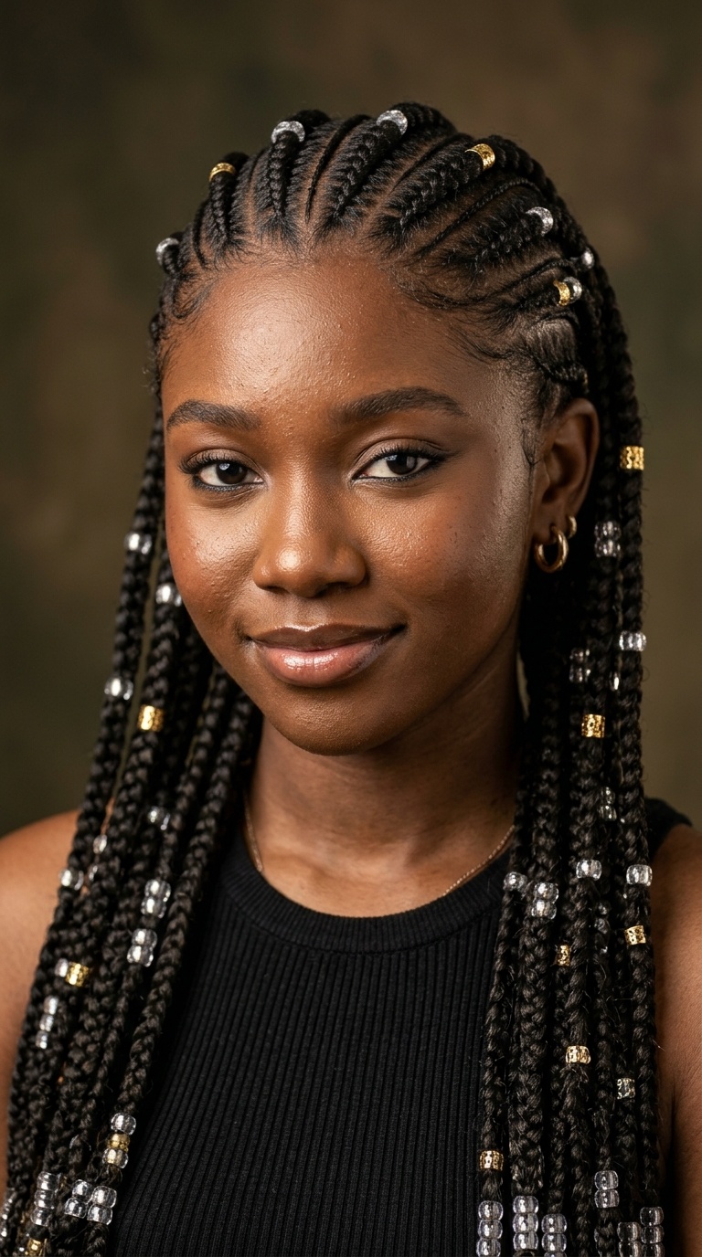 Goddess Cornrows with Crystal Beads