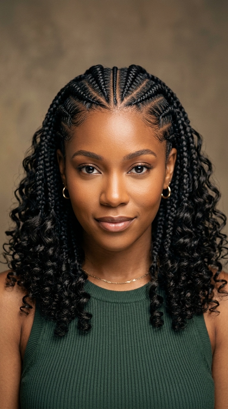 Goddess Cornrows with Curly Ends