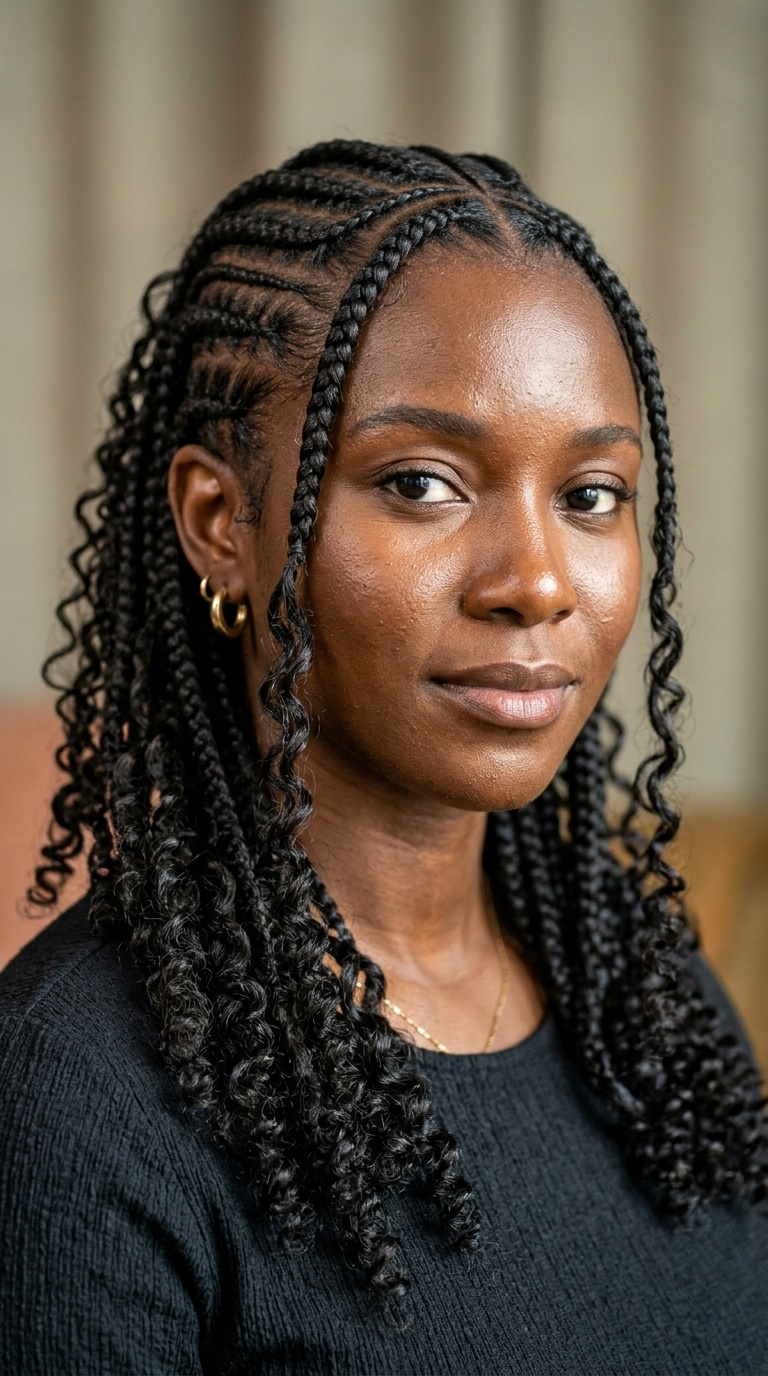 Goddess Cornrows with Curly Tendrils
