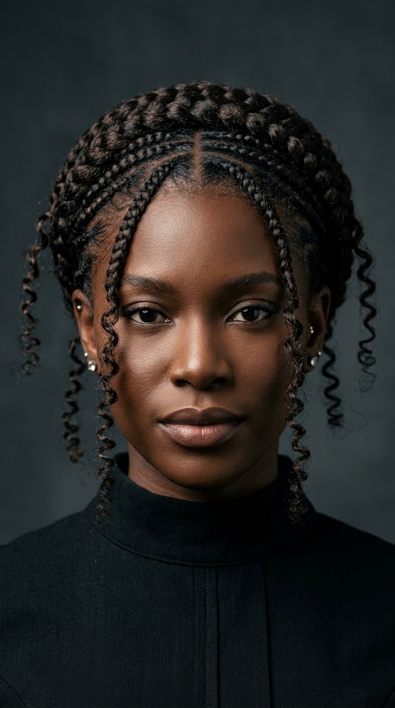 Goddess Crown Braids with Curly Tendrils