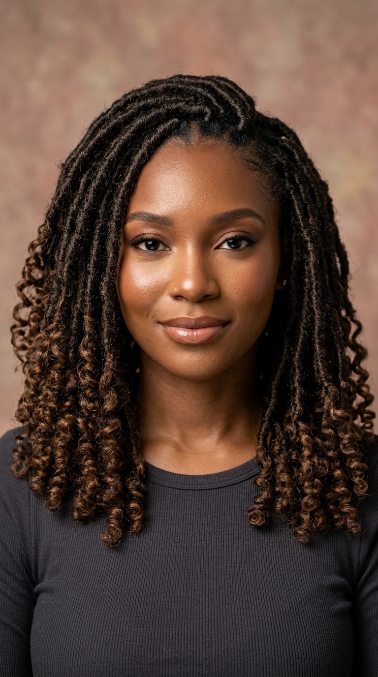 Goddess Faux Locs with Curly Ends