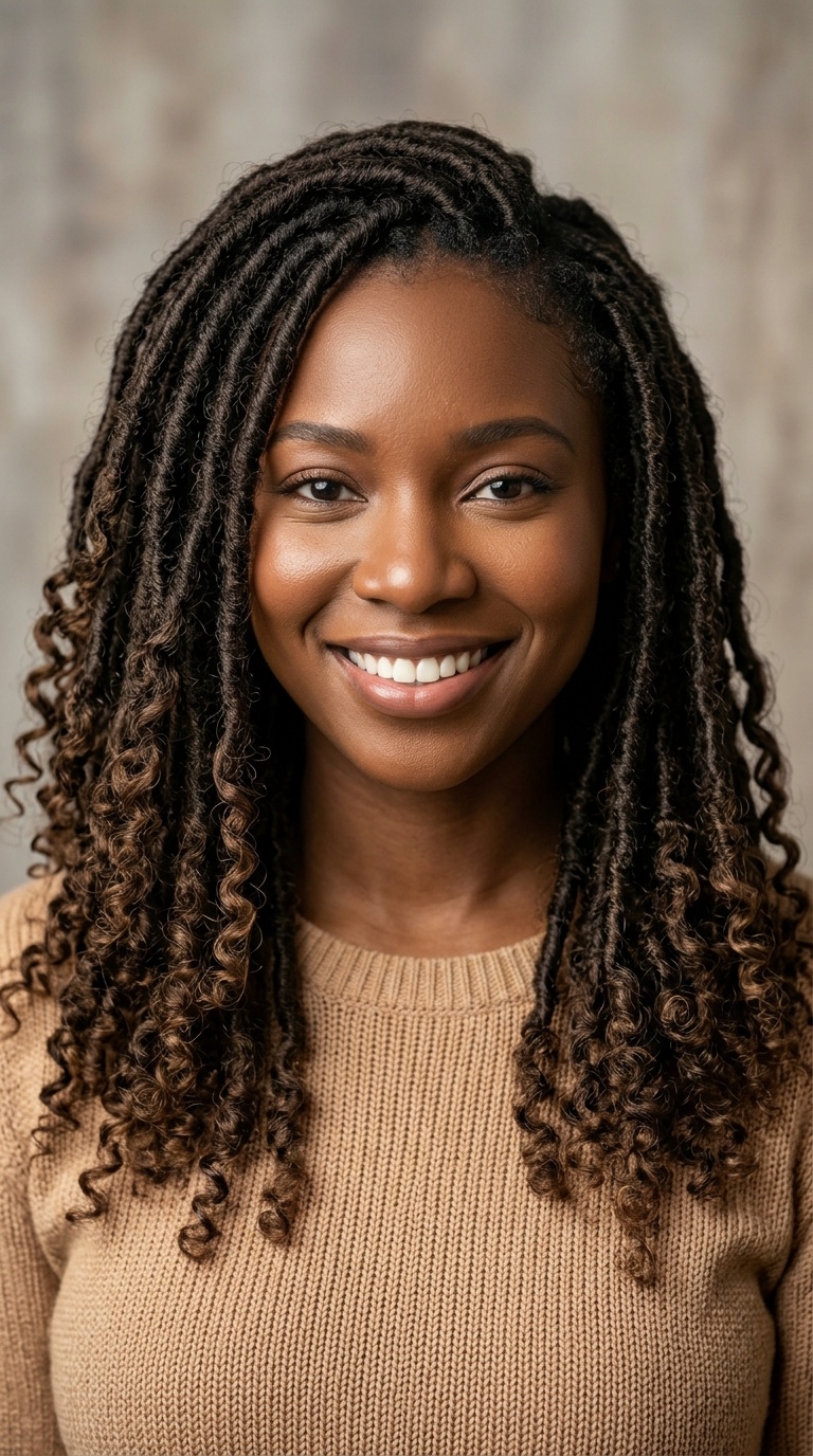 Goddess Locs with Curly Ends