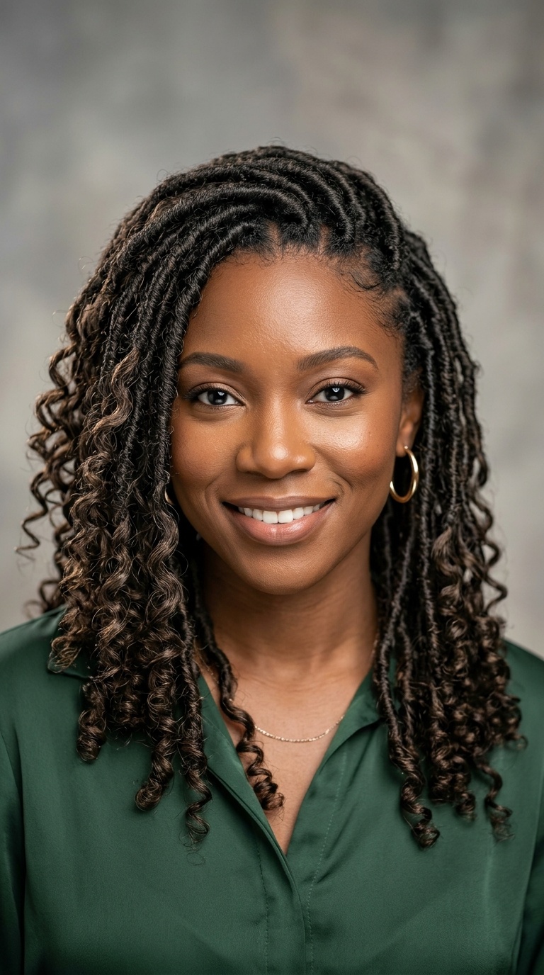 Goddess Locs with Curly Ends