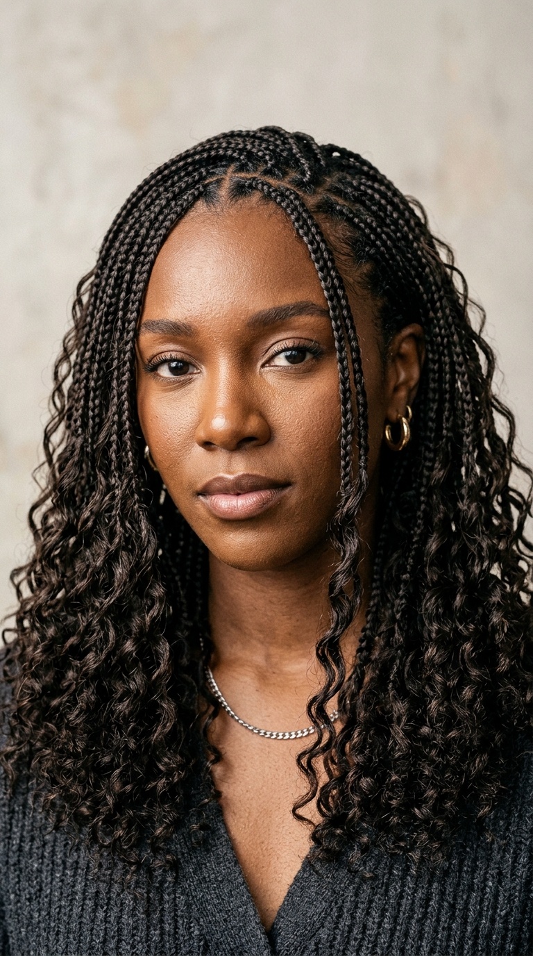 Goddess Micro Braids with Deep Wave Curls