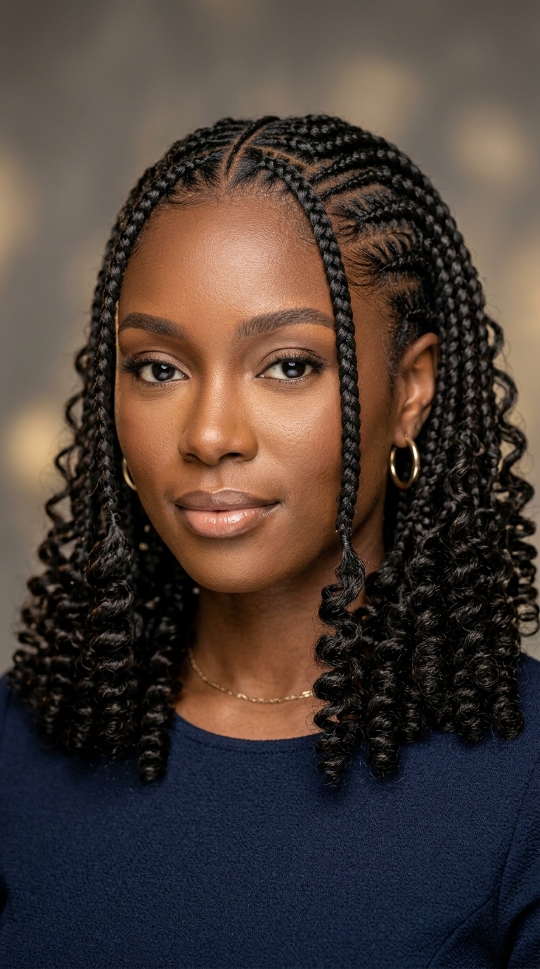 Goddess Stitch Braids with Curled Ends