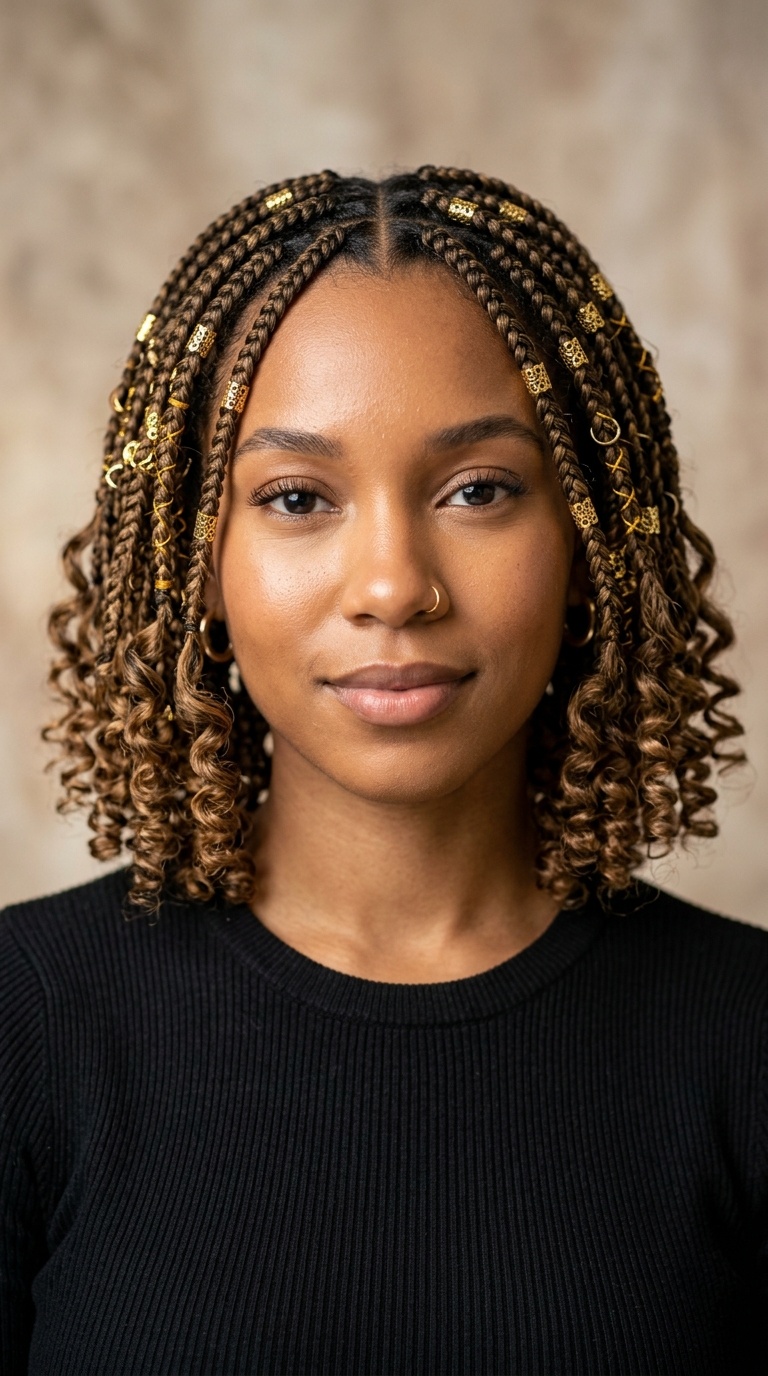 Gold Accessory Braids with Curls