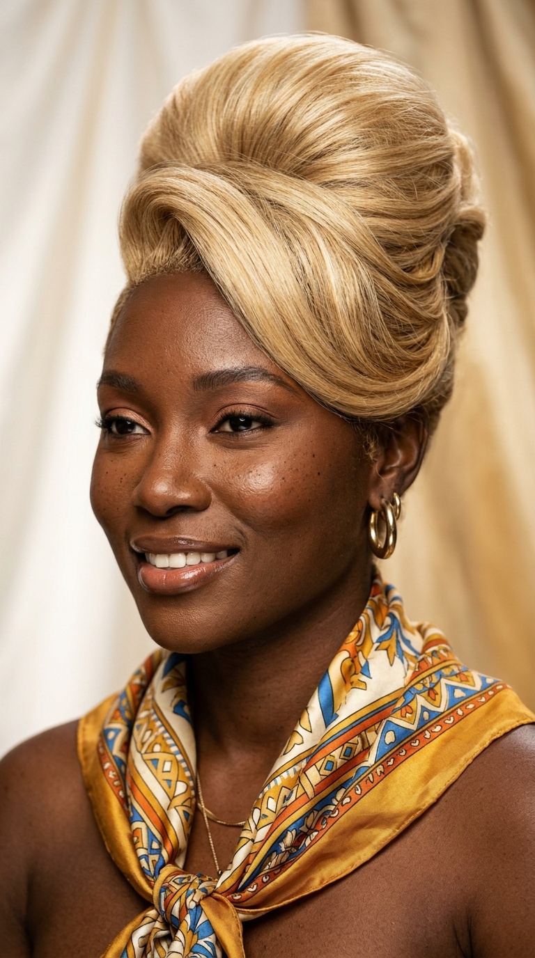 Golden Beehive with Silk Scarf