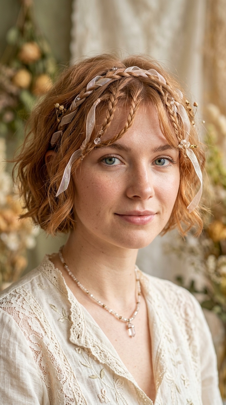 Gossamer Ribbon Braided Bangs
