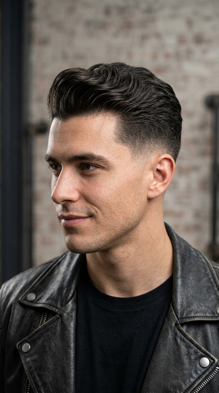 Greaser-Style Pomp with Low Fade