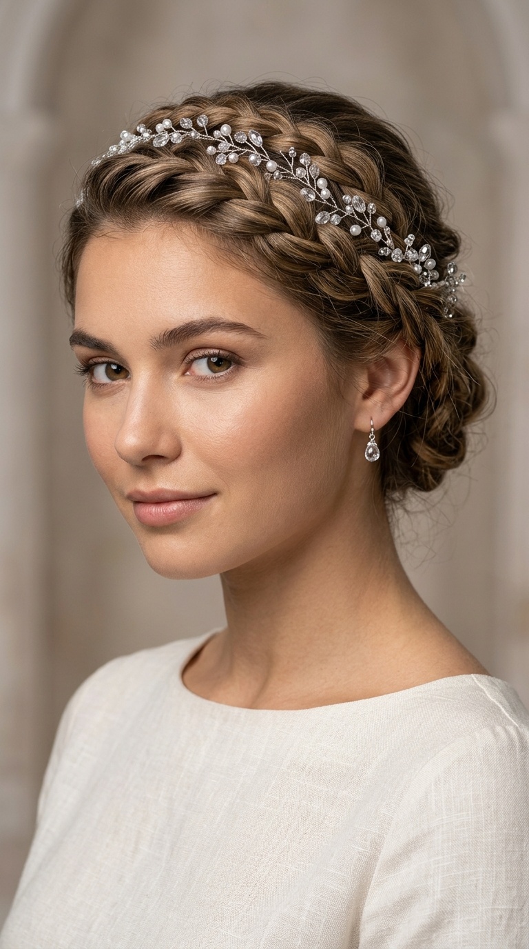 Grecian Braid with Crystal Vine