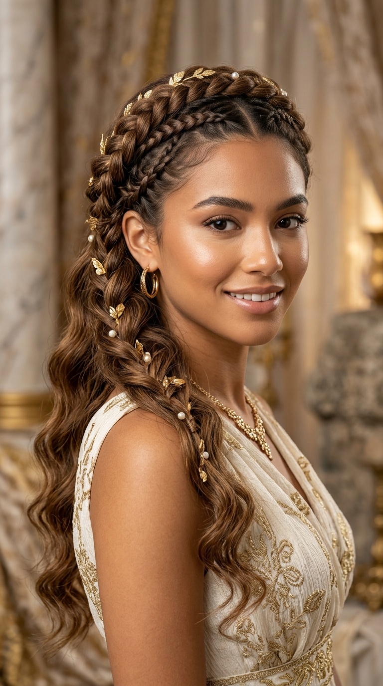 Grecian Goddess Half-Up Braids
