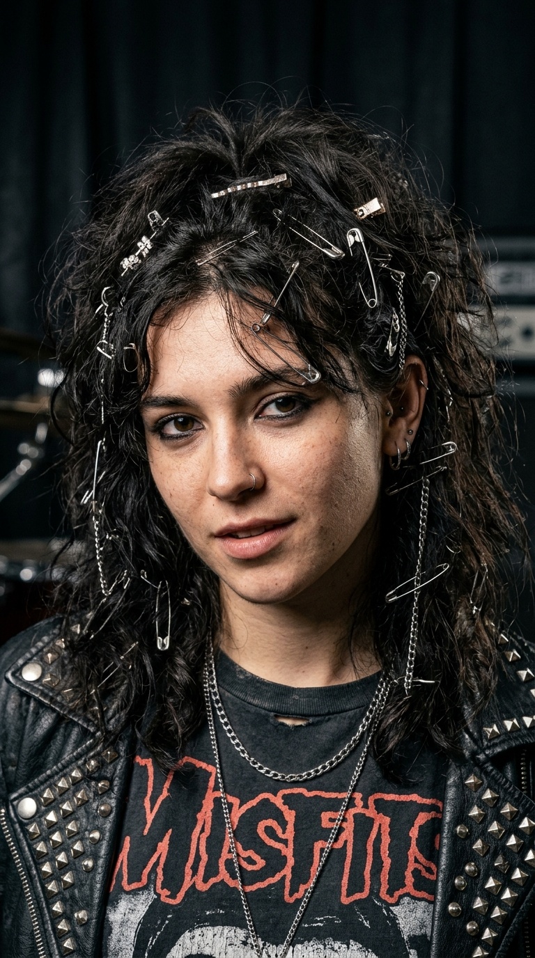 Grungy Bedhead with Safety Pin Clips