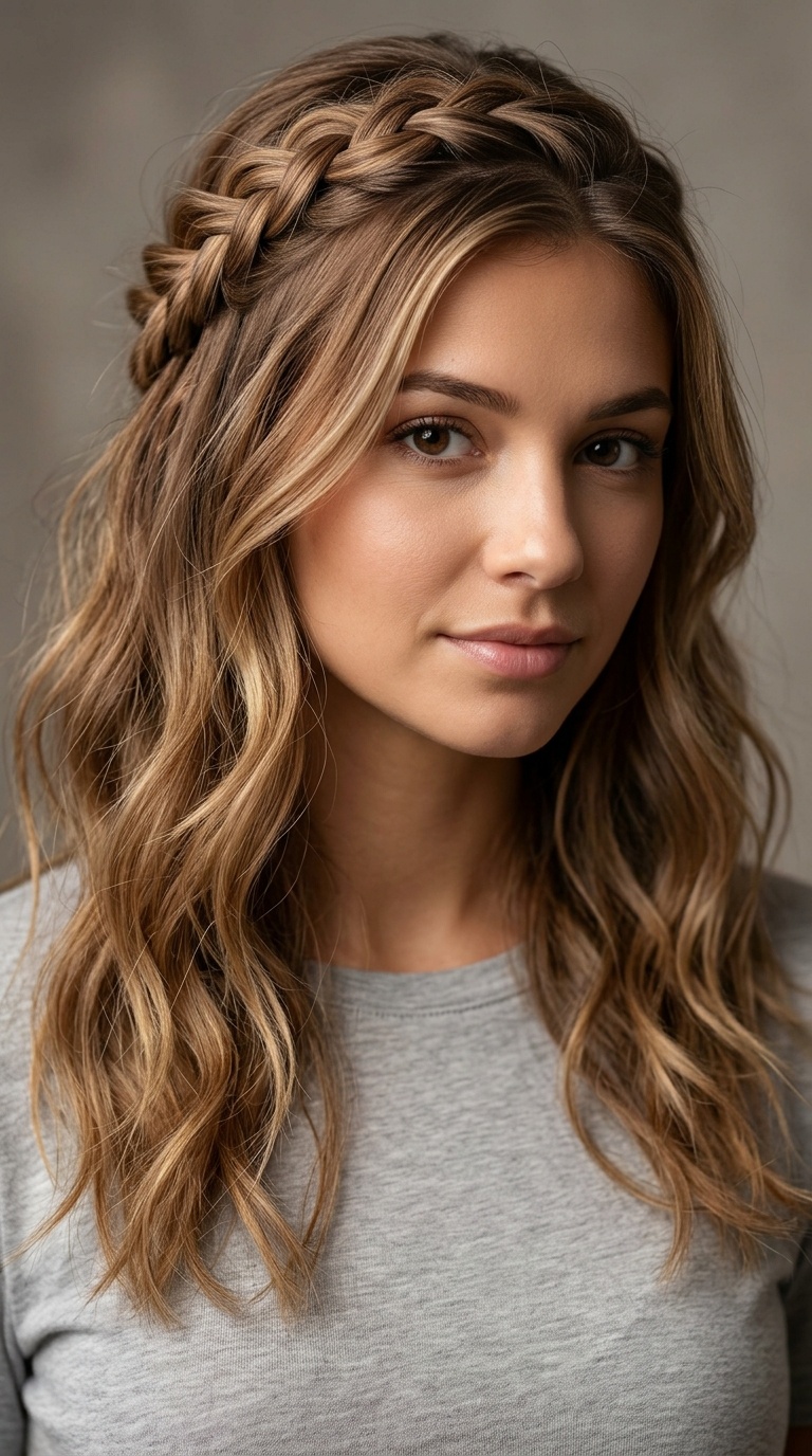 Half-Up Boho Braid with Loose Waves
