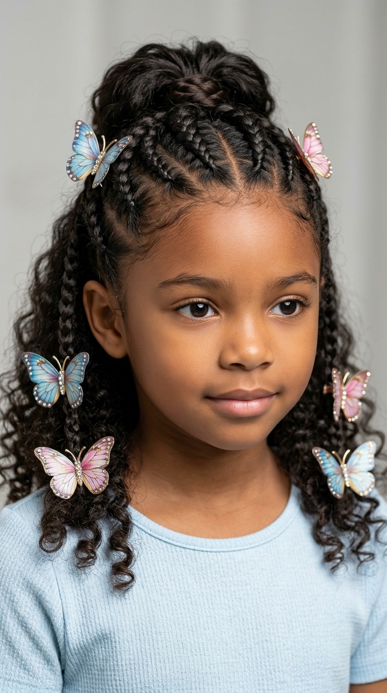 Half-Up Braid with 3D Butterfly Clips