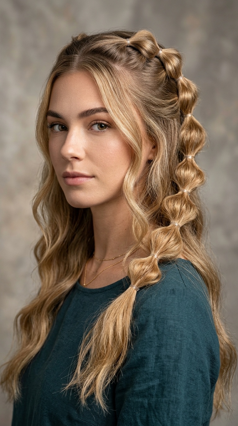 Half-Up Bubble Braid Mermaid Style