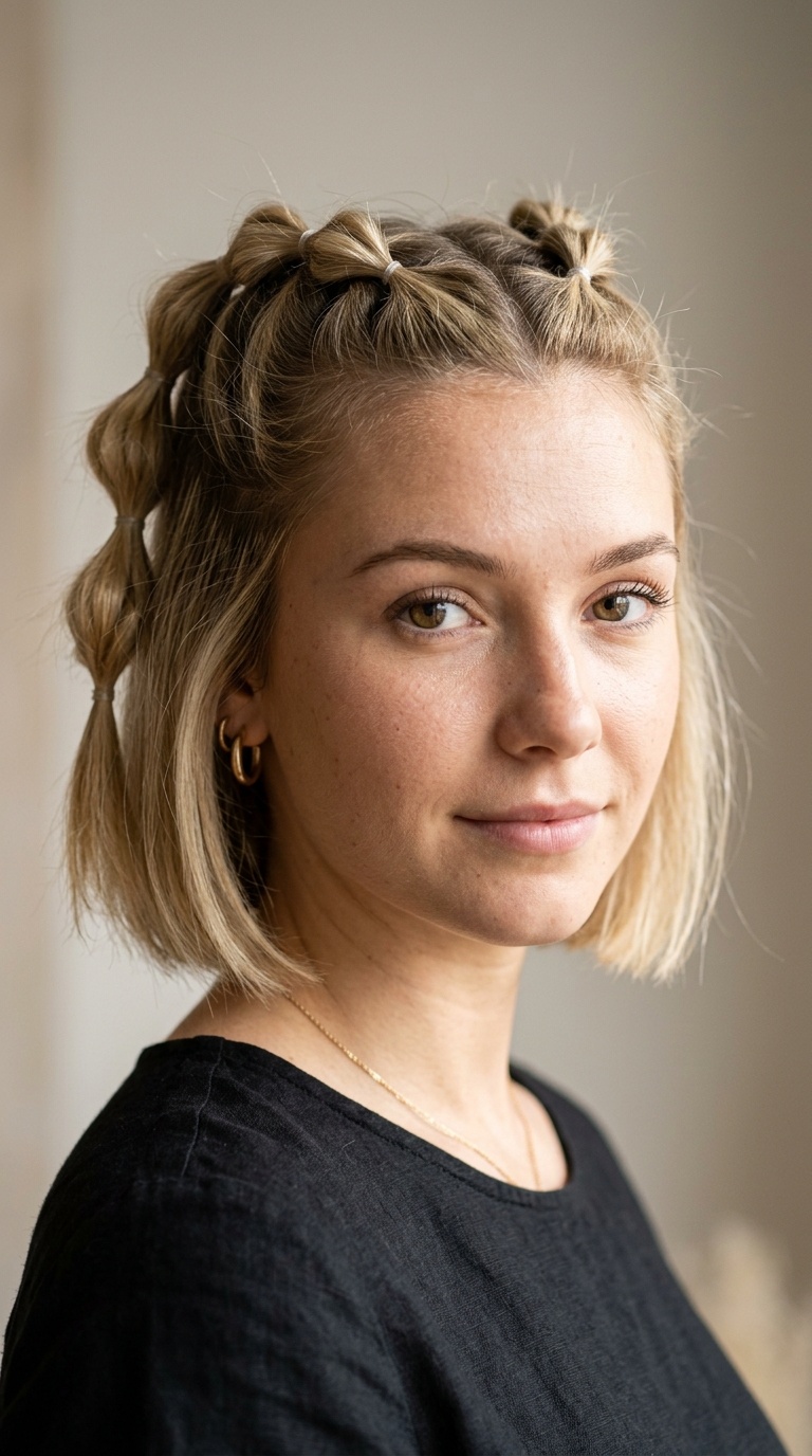 Half-Up Bubble Braids