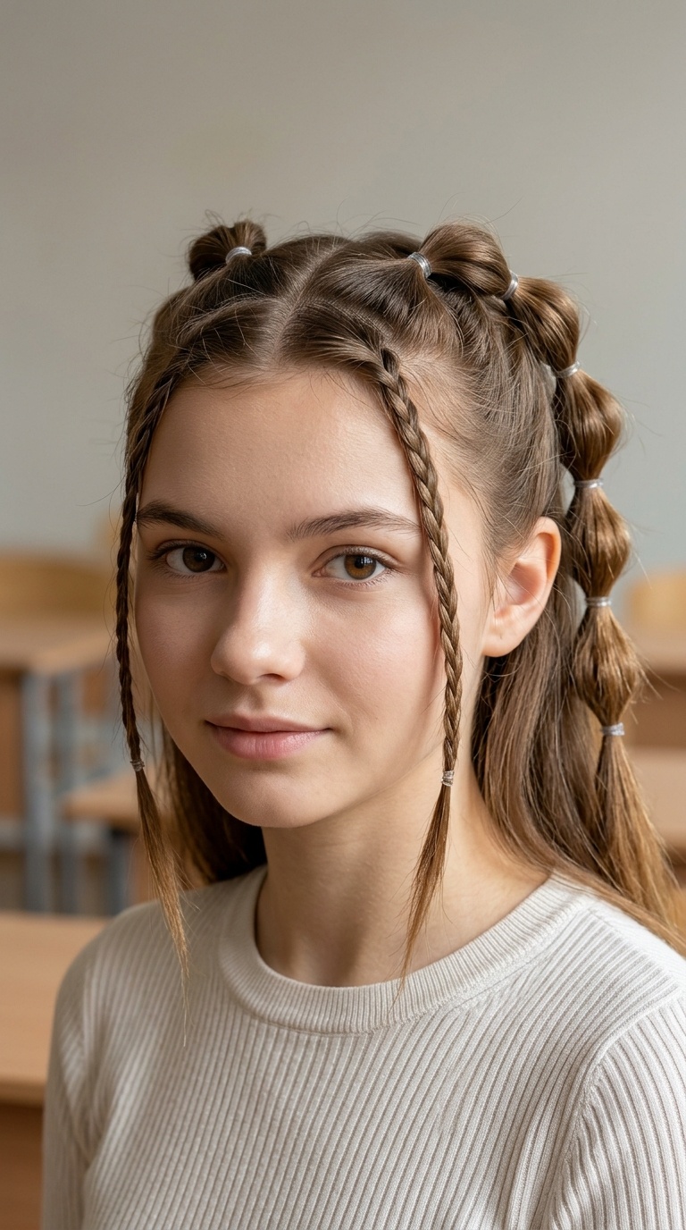 Half-Up Bubble Braids