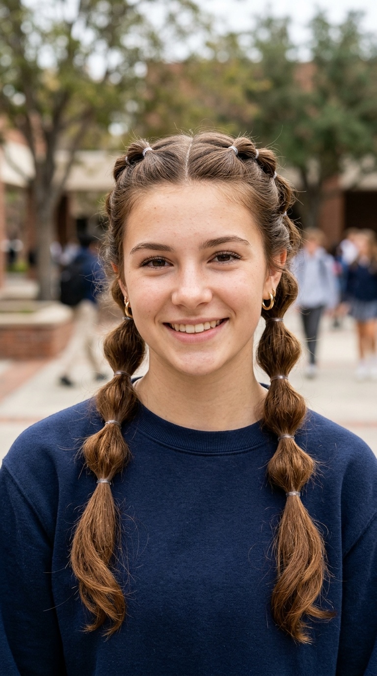Half-Up Bubble Braids