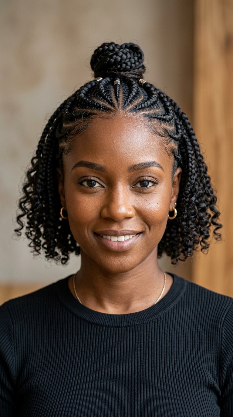 Half-Up Cornrow Bob