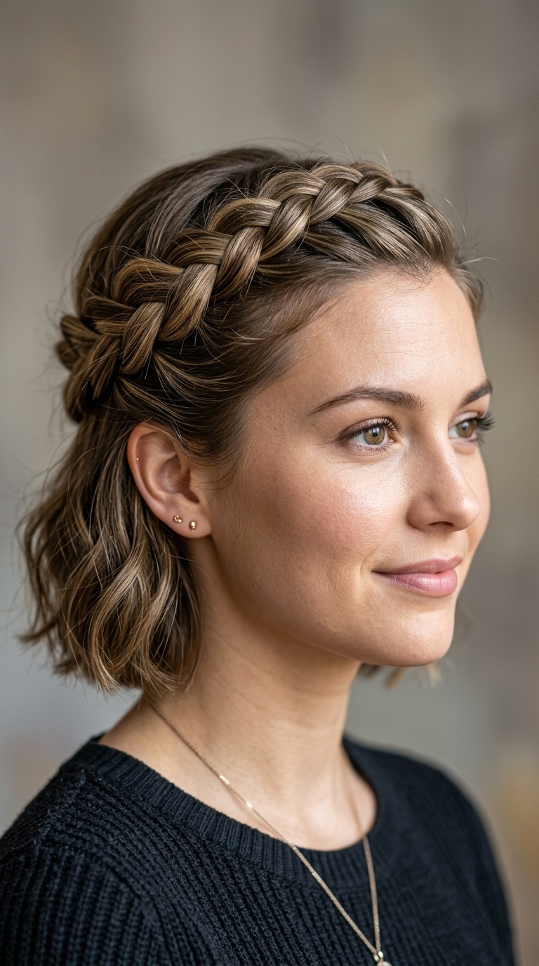 Half-Up Crown Braid