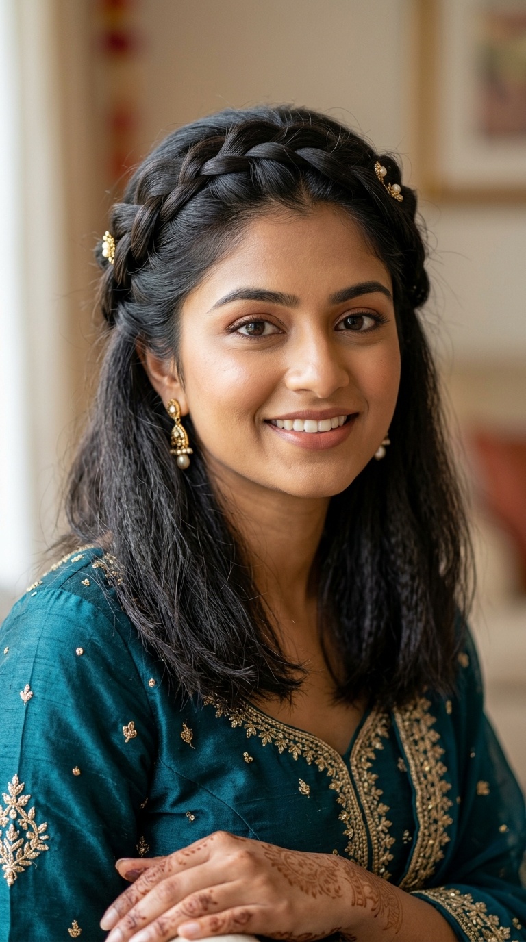 Half-Up Crown Braid