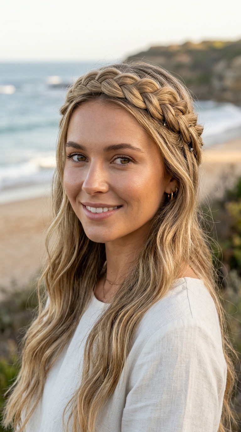 Half-Up Crown Braid