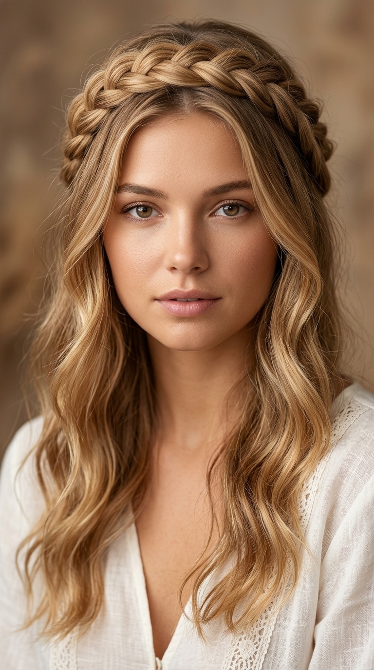 Half-Up Crown Braid