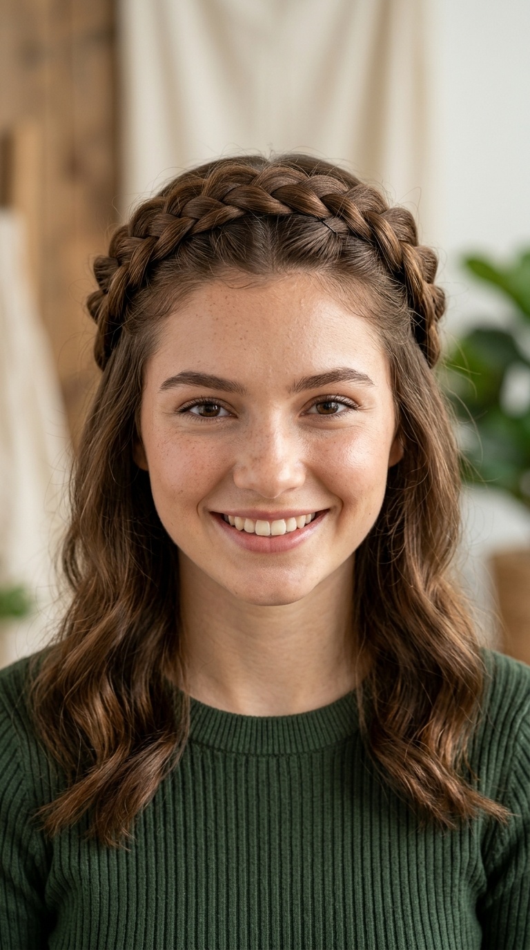Half-Up Crown Braid