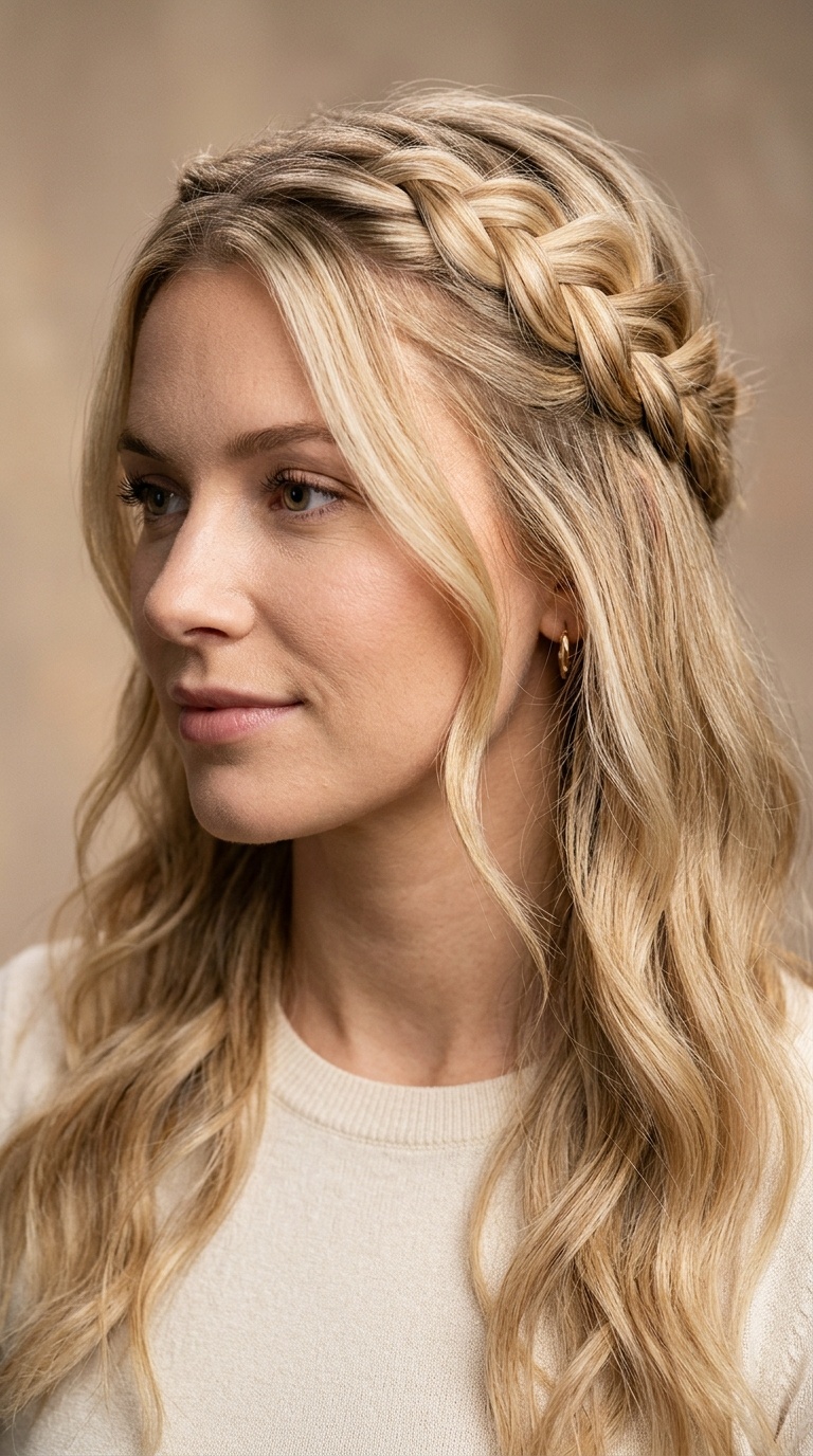 Half-Up Crown Braid