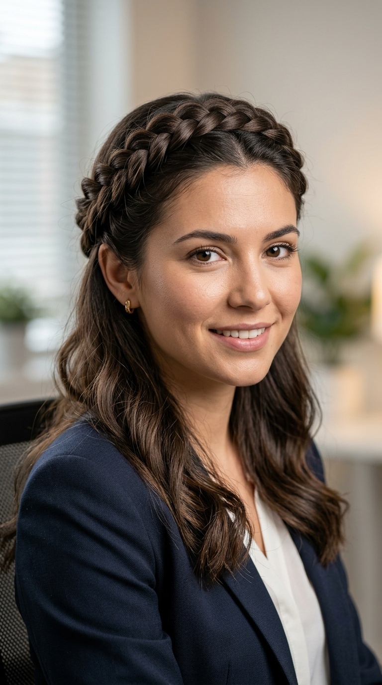 Half-Up Crown Braid